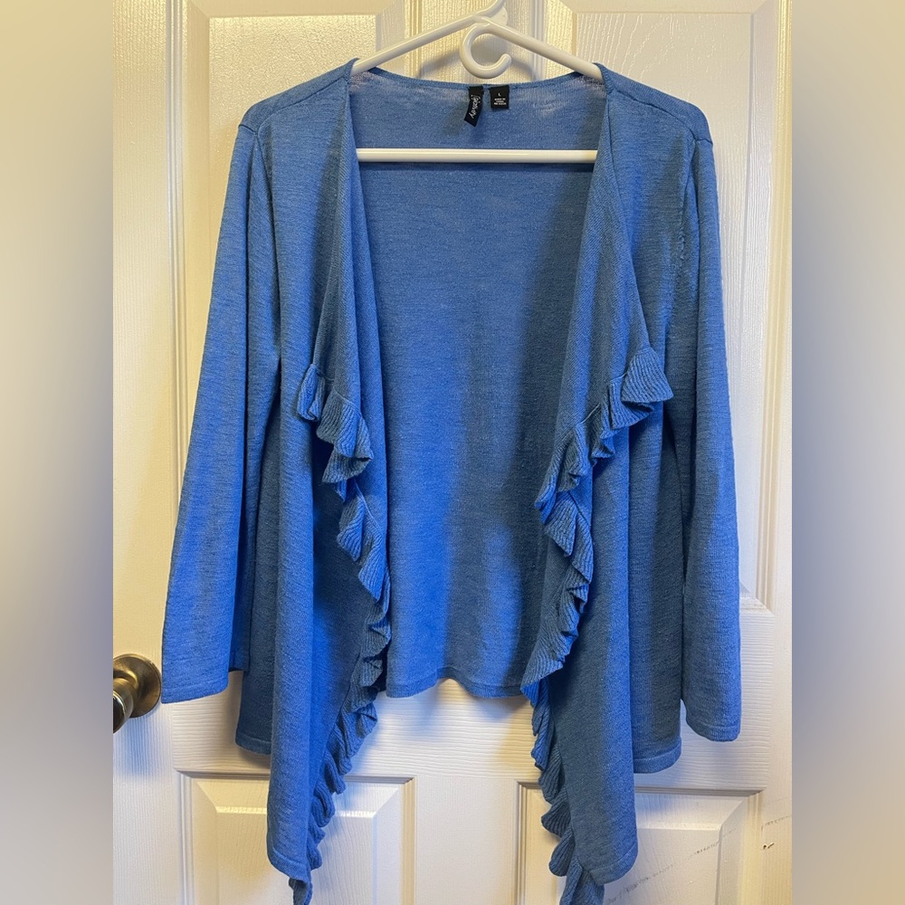 Blue Ruffled Cardigan - Picture 2 of 5